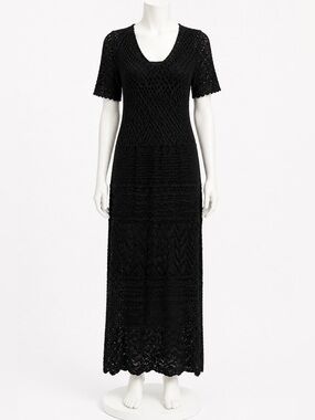 Solitaire Black Crochet Maxi Dress